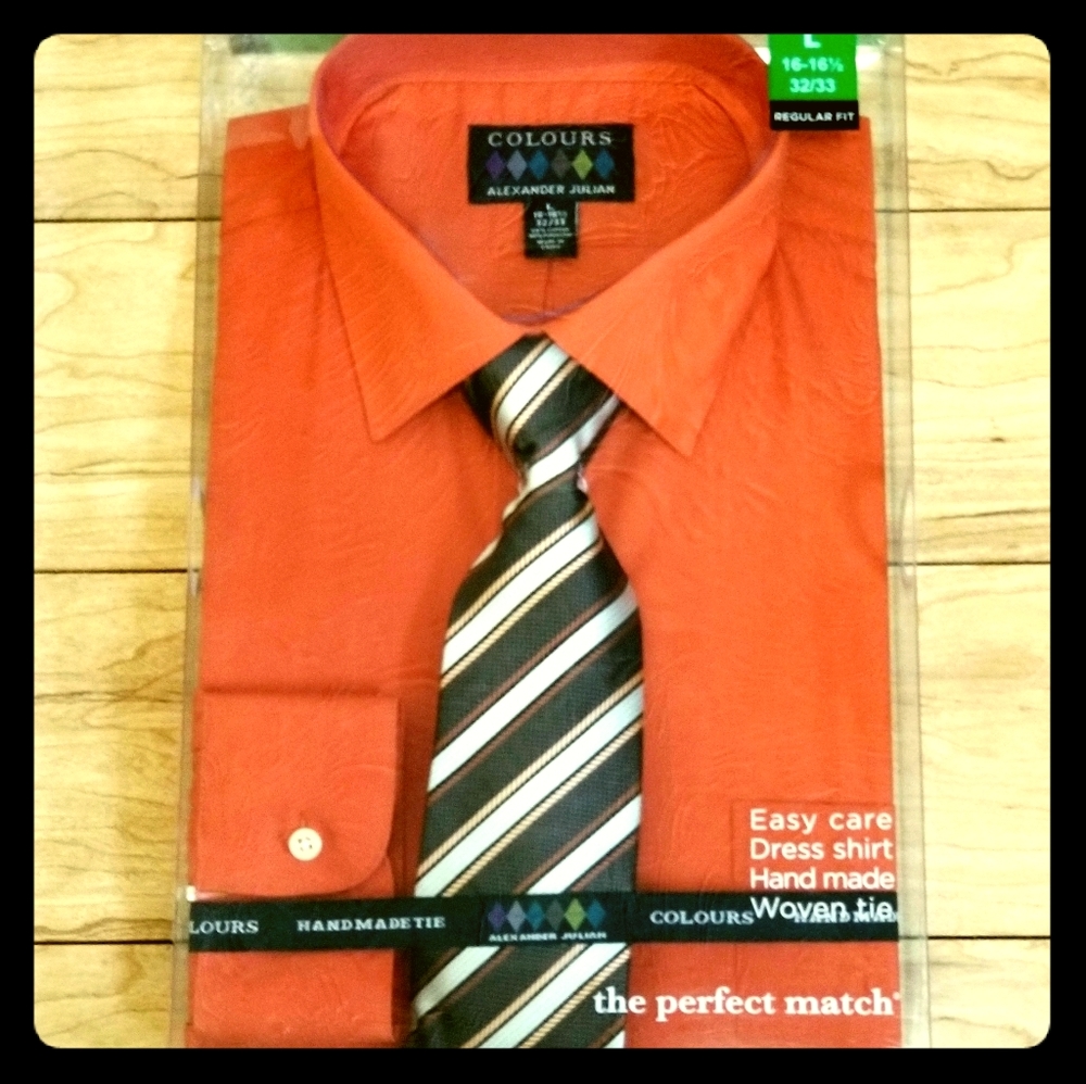 COLOURS by Alexander Julian "Pumpkin" shirt/tie set